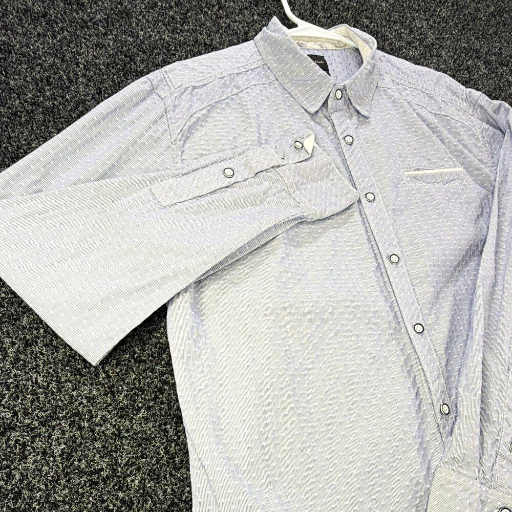 J.B. Holt Men's L Blue/White Striped L/S Point Collar Button-Up Stretch